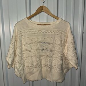 Frye and Co Cream Pointelle Knit Dolman Sleeve Sweater Women Medium Casual NWT